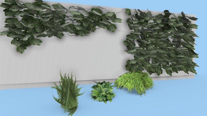 Bush + Ivy Pack LOWPOLY – Gratis 3D-model STL