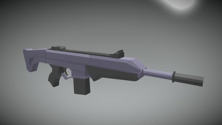 LowPoly - Futuristic Assault Rifle 3D Model