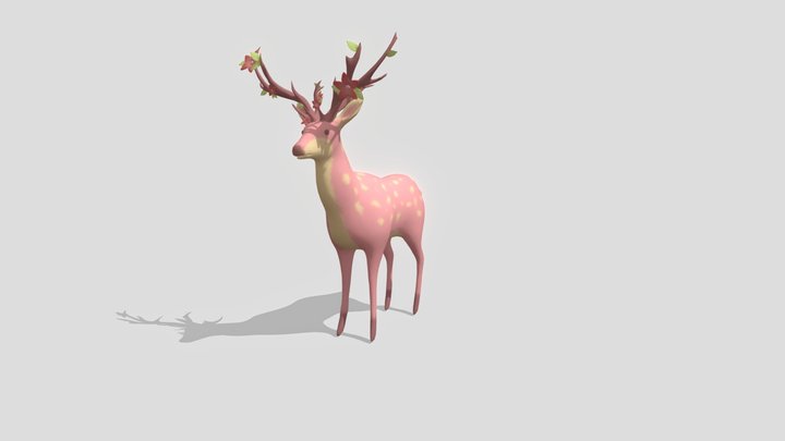 Flowered Antler Deer 3D Model