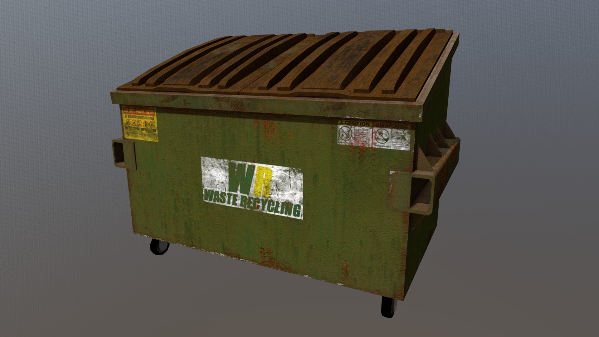 3D model Dumpster - This is a 3D model of the Dumpster. The 3D model is about a green and yellow box.