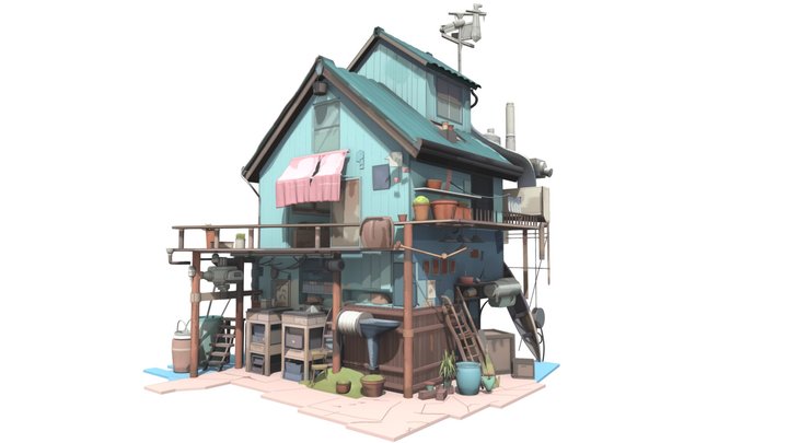 House fisherman Stylized / handpainted 3D Model