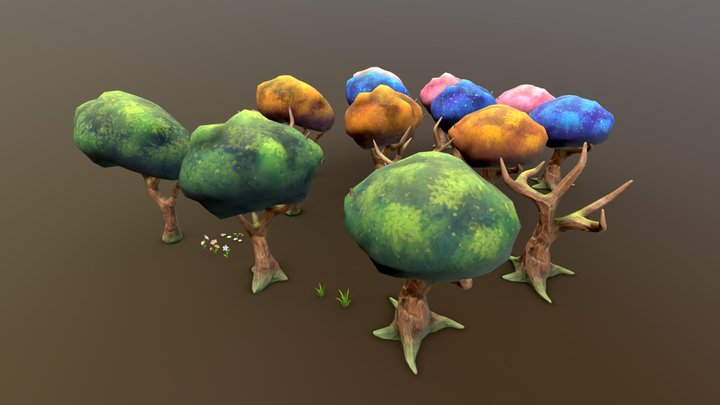 Trees & Flowers Lowpoly | Stylized Pack 3D Model