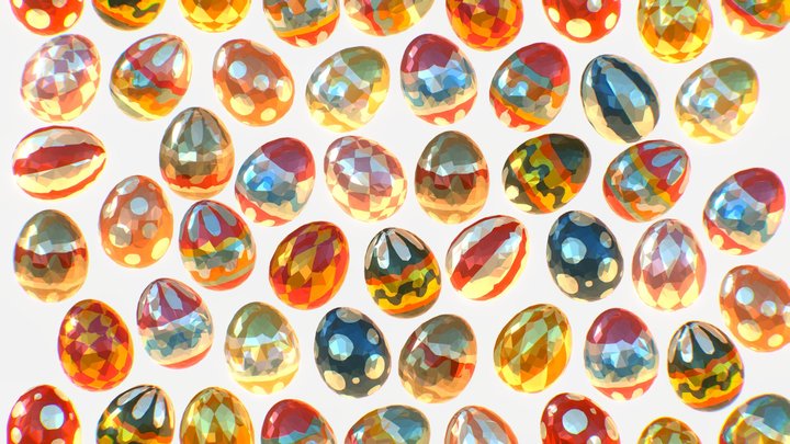 Low Poly Art Animated Easter Ornamental Egg 3D Model