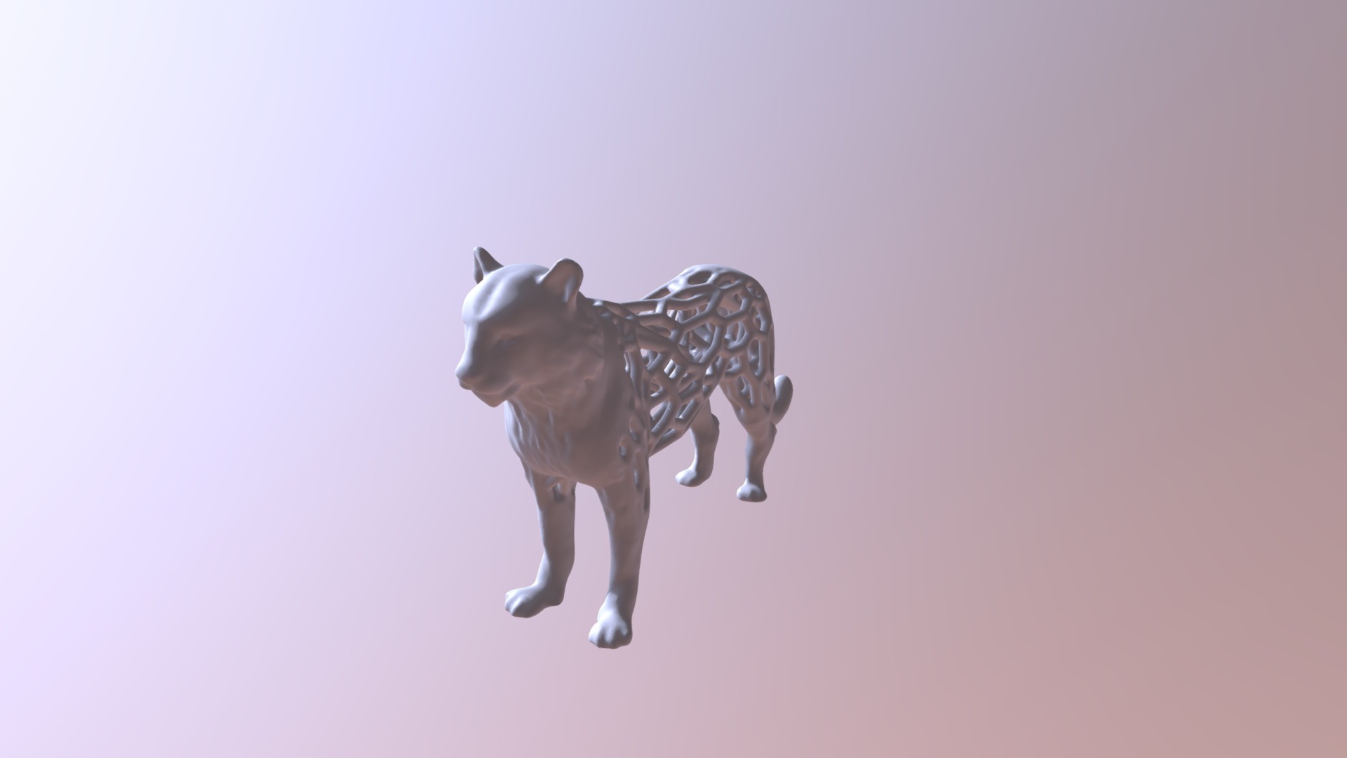 3D model Tiger-voronoi - This is a 3D model of the Tiger-voronoi. The 3D model is about a small dog statue.