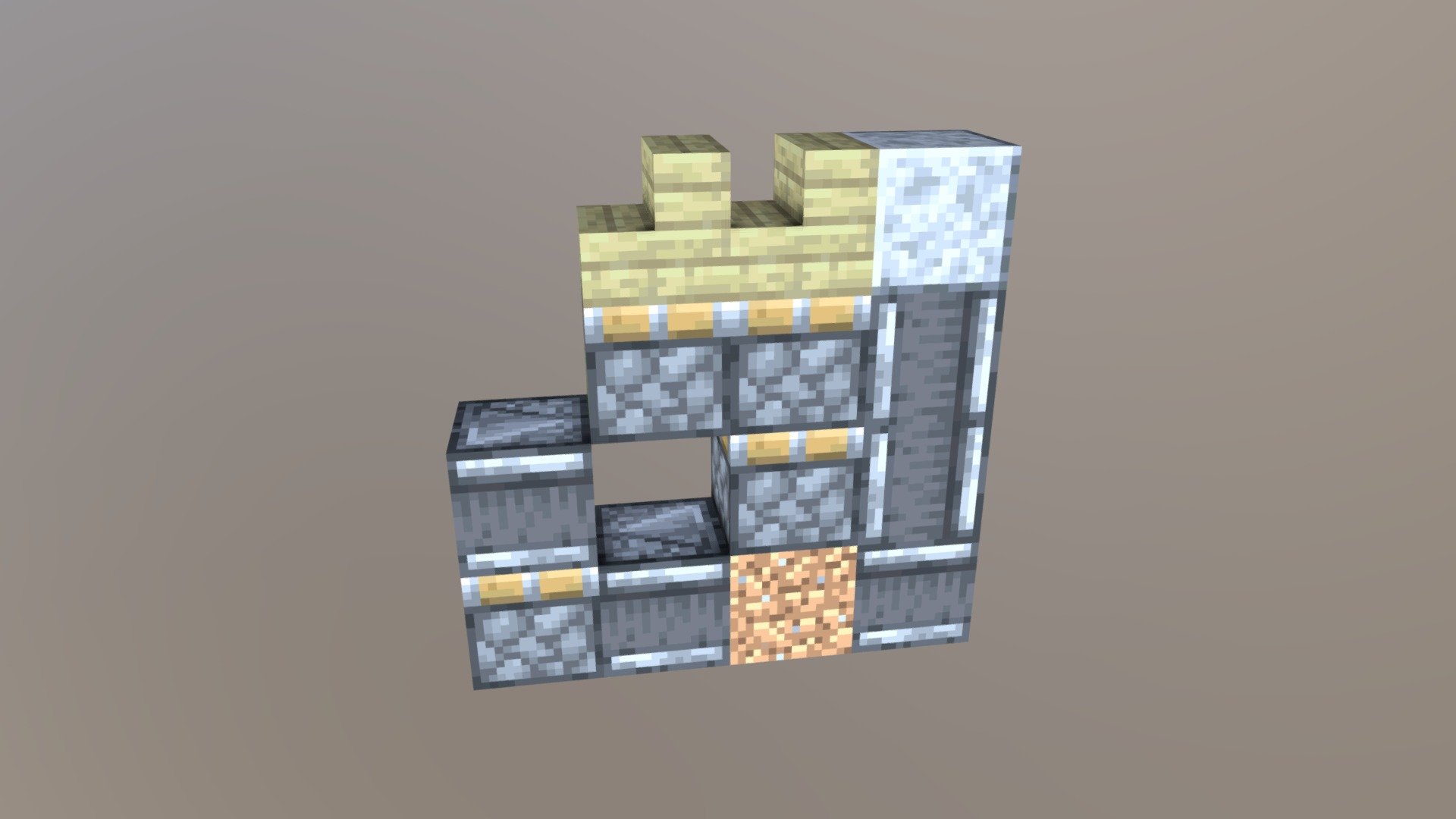 1-wide hidden staircase (4 deep, 4 high)
