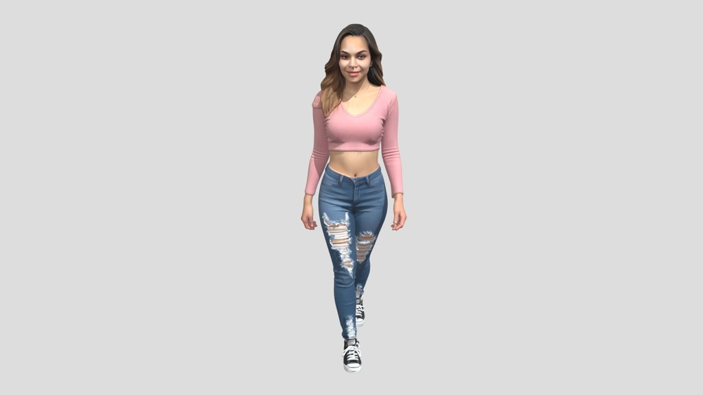 Blush Crop Top and Ripped Jeans