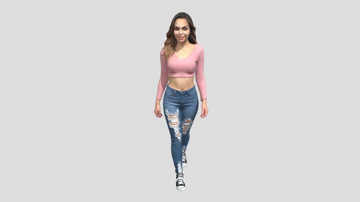 Blush Crop Top and Ripped Jeans – Modèle 3D gratuit STL