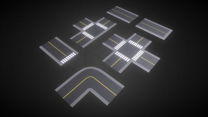 Modular Roads (Low Poly Style) – Free 3D Model STL