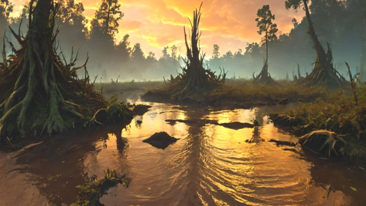HDRI Swamp and Wetland Panorama K 3D Model