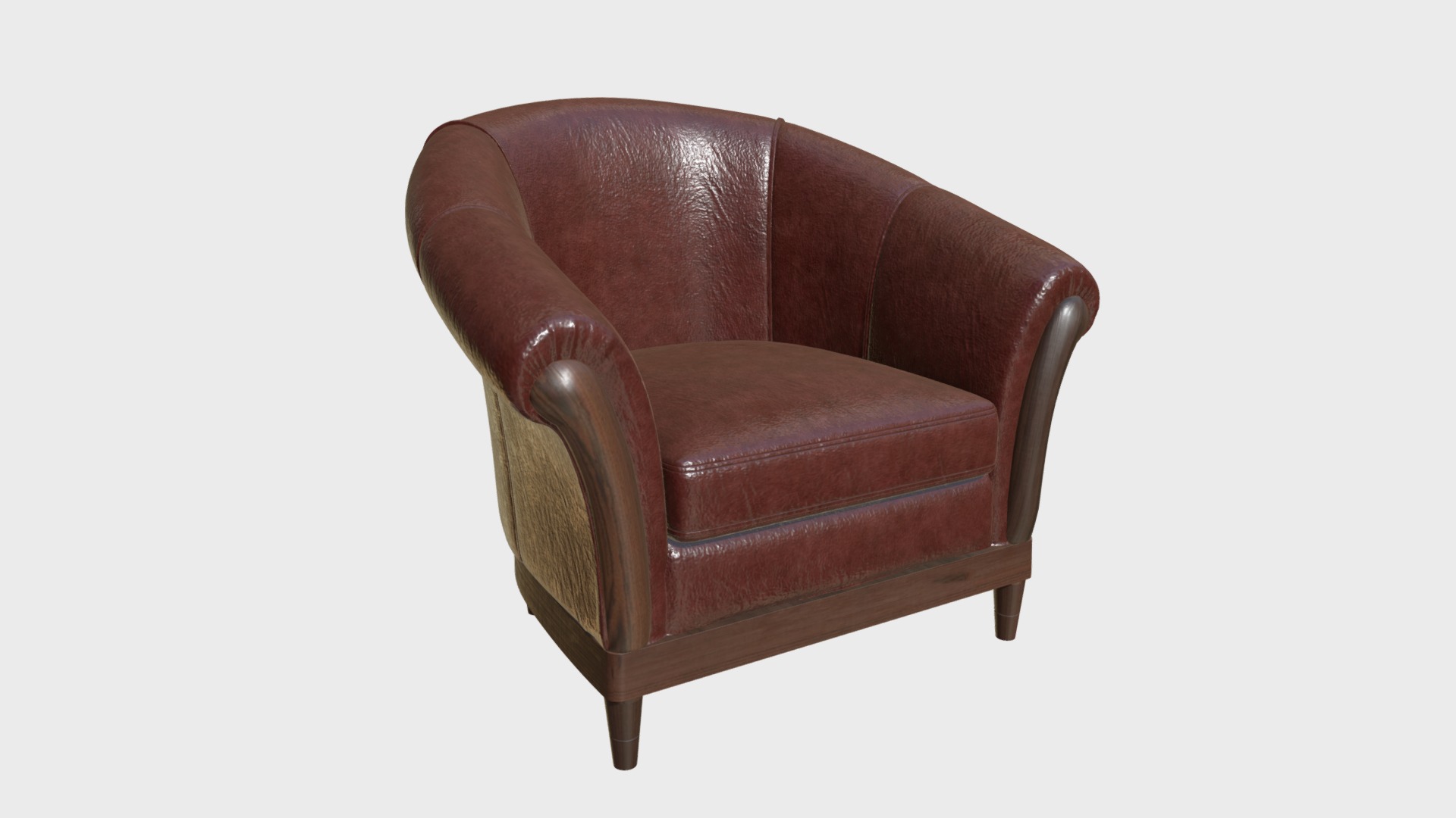 3D model Leather armchair - This is a 3D model of the Leather armchair. The 3D model is about a brown leather chair.
