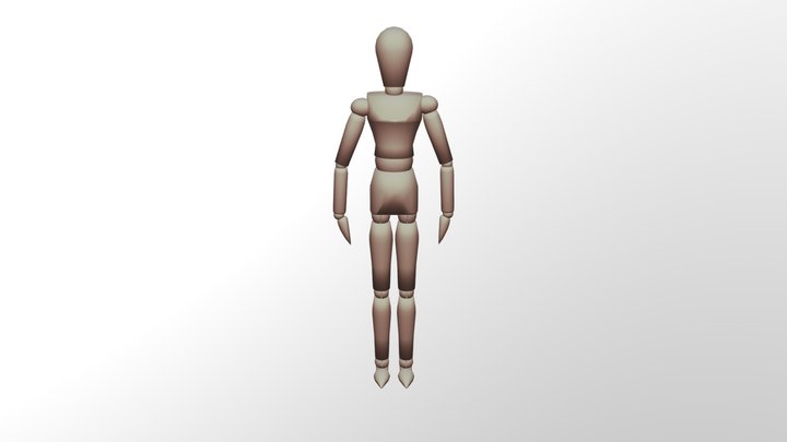 Wooden Mannequin (Rigged) 3D Model