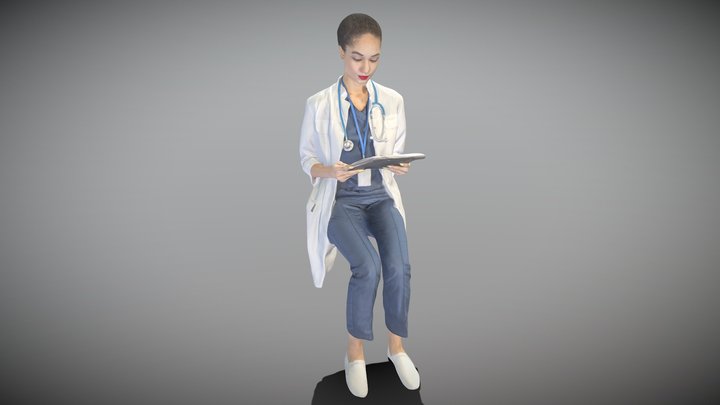 Nurse reads the medical history sitting 209 3D Model