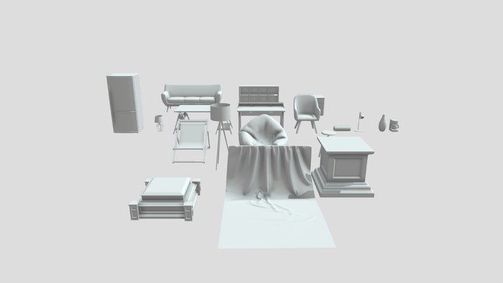 Adjustable home furniture set 3D Model