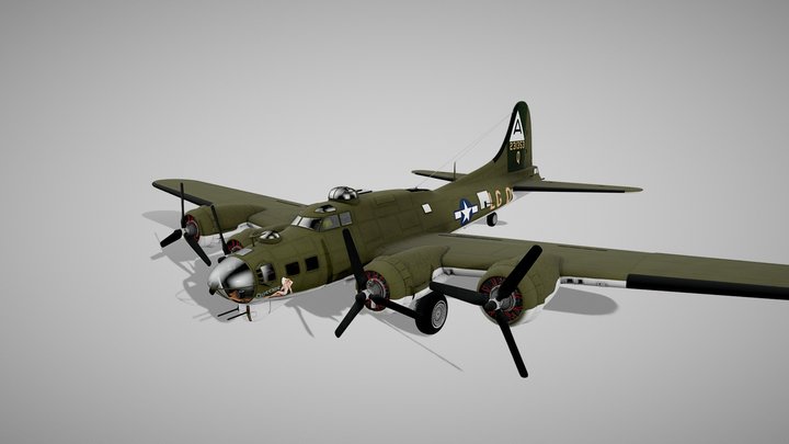 Boeing B-17 Super Fortress Bomber 3D Model