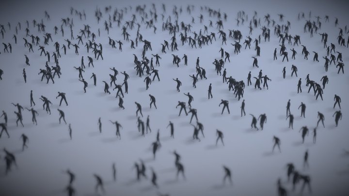 Low Poly Crowd of Zombies 3D Model