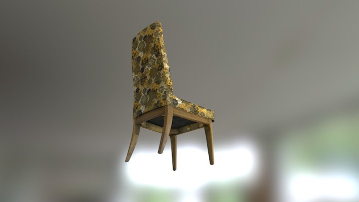 Mid Century Floral Formal Chair 3D Model