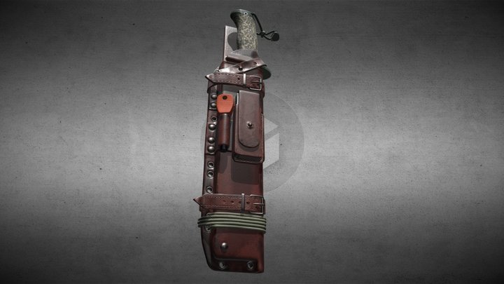 Tactical Knife & holster 3D Model