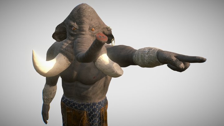 Elephant Warrior 3D Model