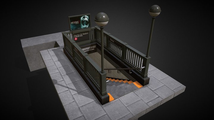 Subway Entrance  - Tutorial Included 3D Model