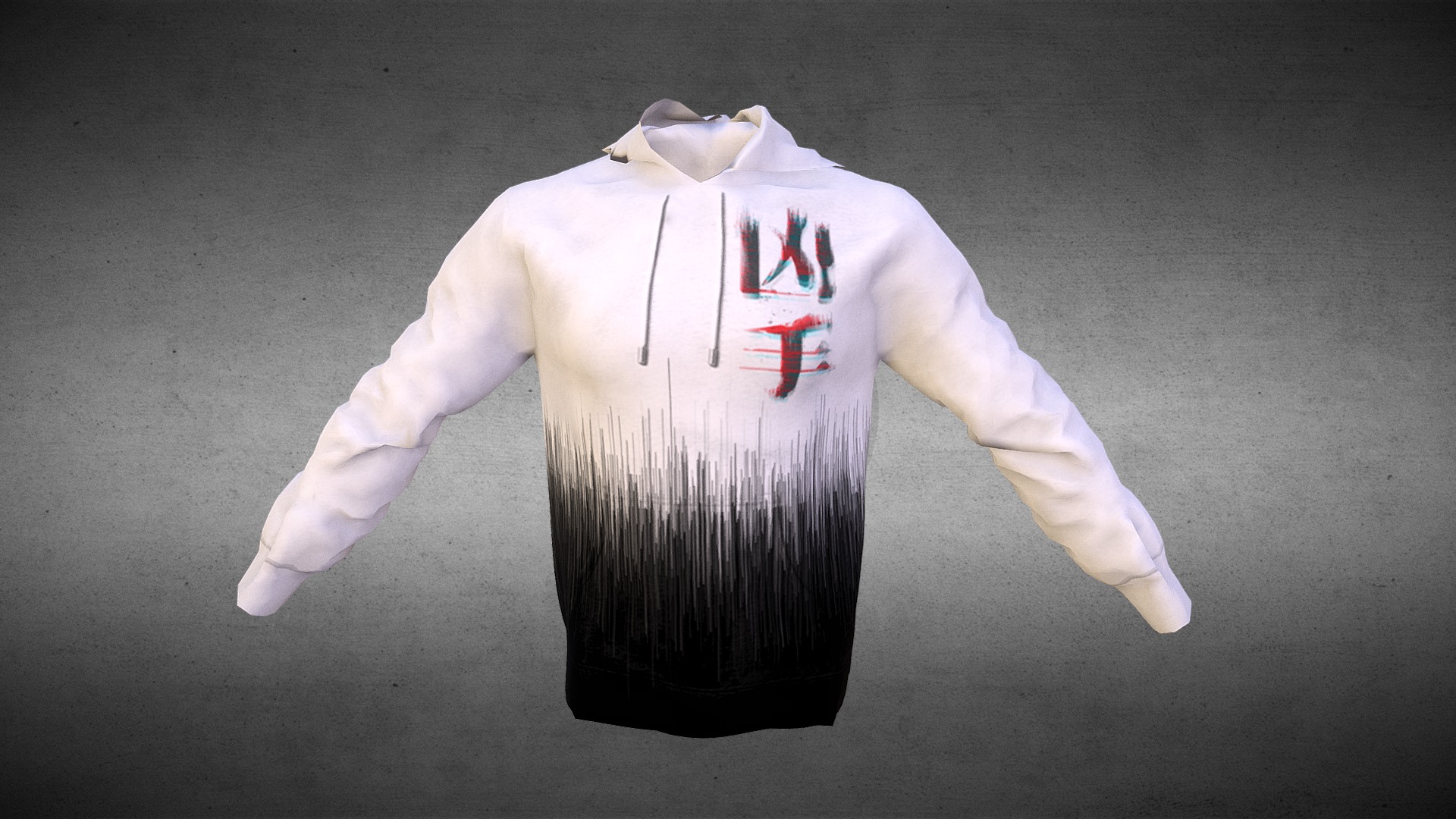 3D model Assassins Hoodie - This is a 3D model of the Assassins Hoodie. The 3D model is about a white shirt with a black and red logo on it.