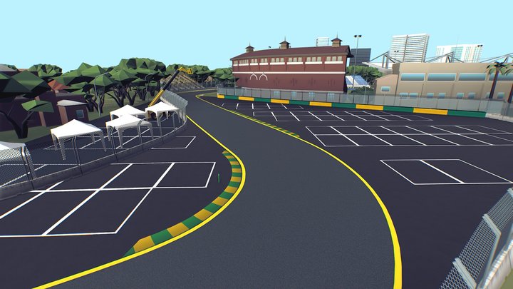 Cartoon Race Track Melbourne 3D Model