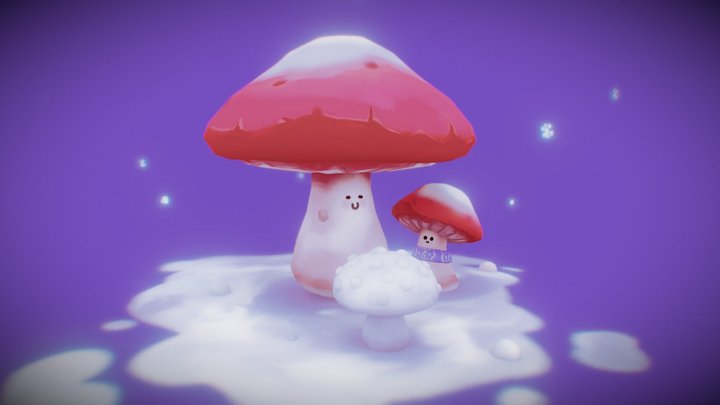 DAY1: Mushrooms playing in the snow 3D Model