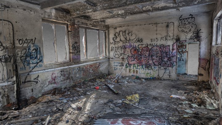 Abandoned Room with lots of graffiti 3D Model