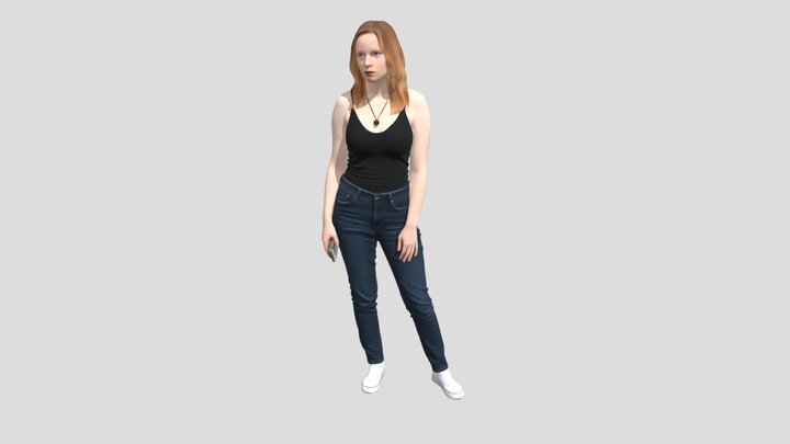 Casual Redhead in Denim – Modelo 3D gratuito STL