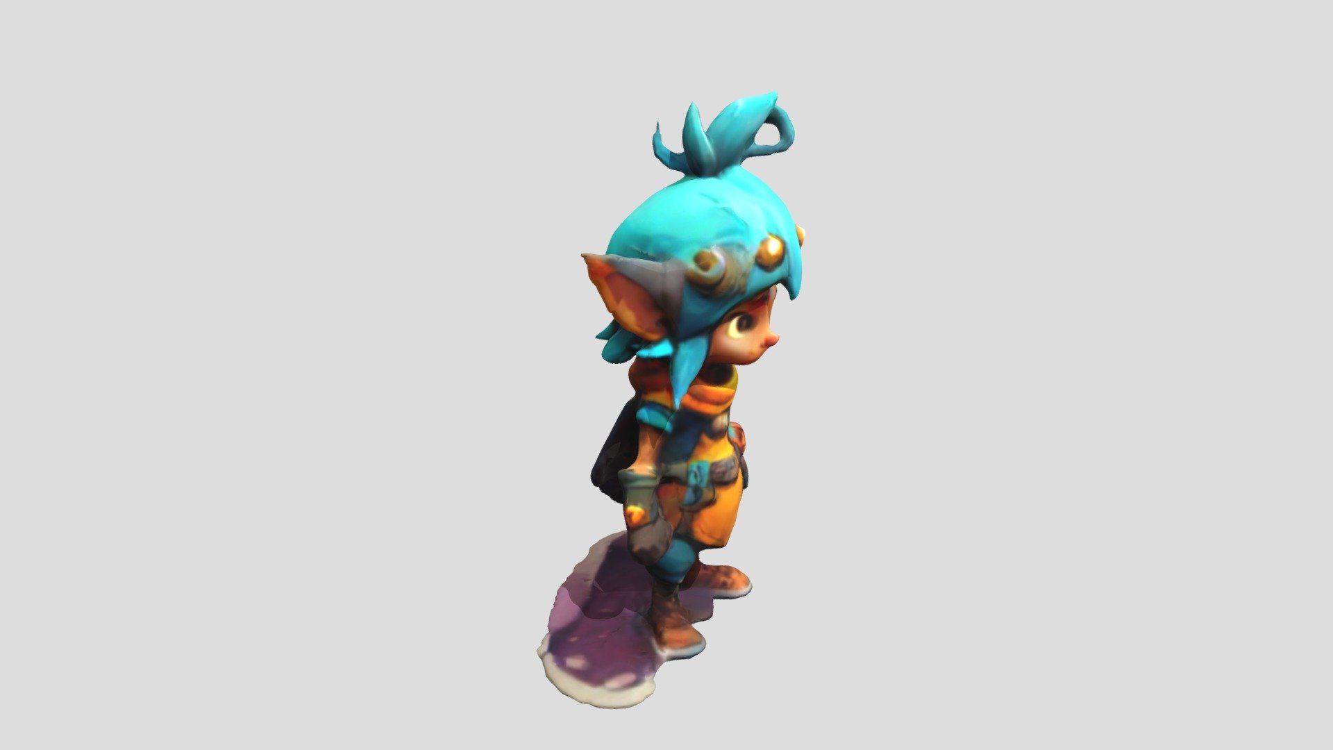 a cartoon character with blue hair and a back - Download Free 3D model ...