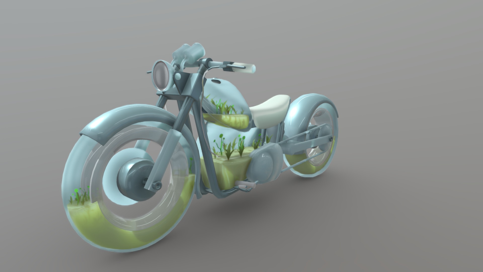 3D model Motorcycle Hydroponics - This is a 3D model of the Motorcycle Hydroponics. The 3D model is about a light bulb with a green stem.