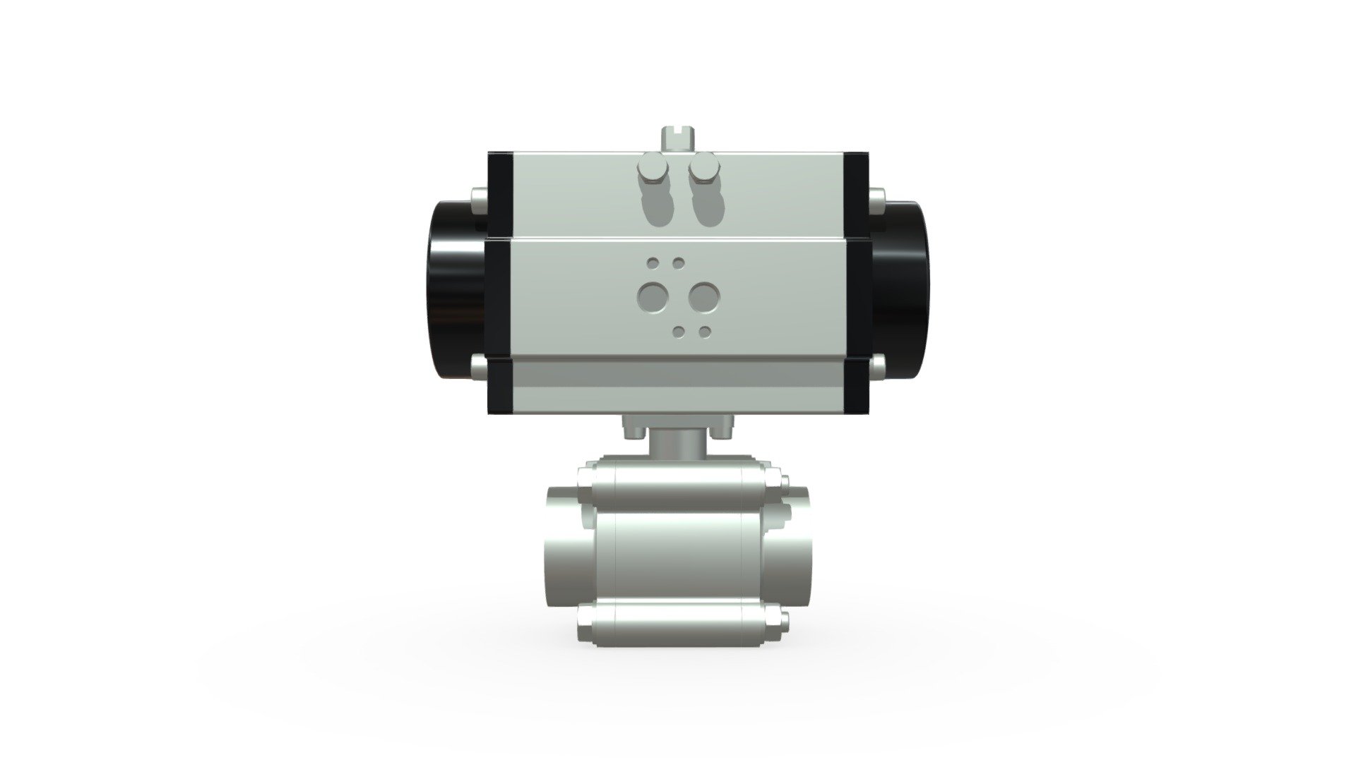 DIN-EN BW Pneumatic Three Piece Ball Valve — Sketchfab embed 3D viewer