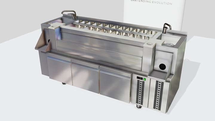 Barstation Refrigerada Doble 3D Model