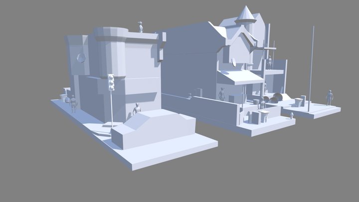 Philadelphia - Rowhomes blockouts 3D Model