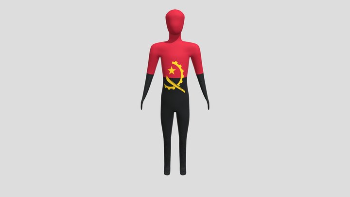 Angola Man Character Flag 3D Model