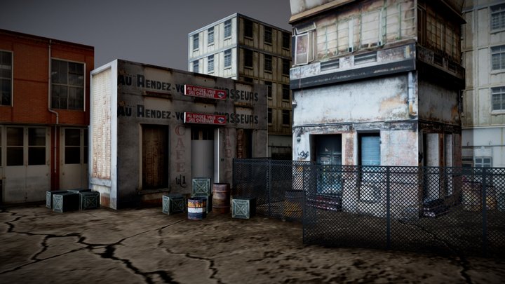 low poly street gameready – Gratis 3D-model STL