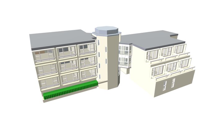 College Building 3d model. Free download.