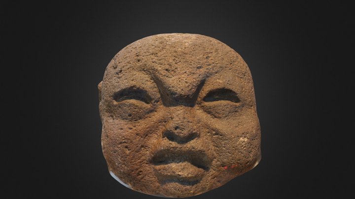 Stone Olmec Head 3D Model