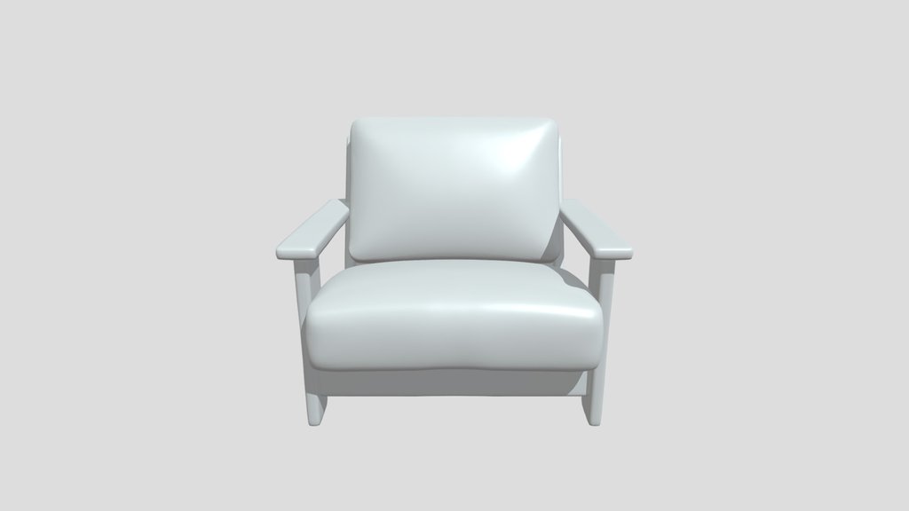 Mid-century wooden armchair with leather back