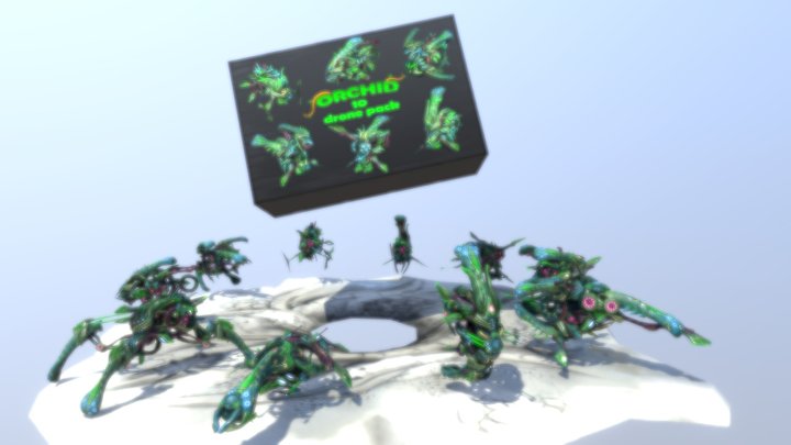 10 Drones - Orchid Pack - Animated Presentation 3D Model