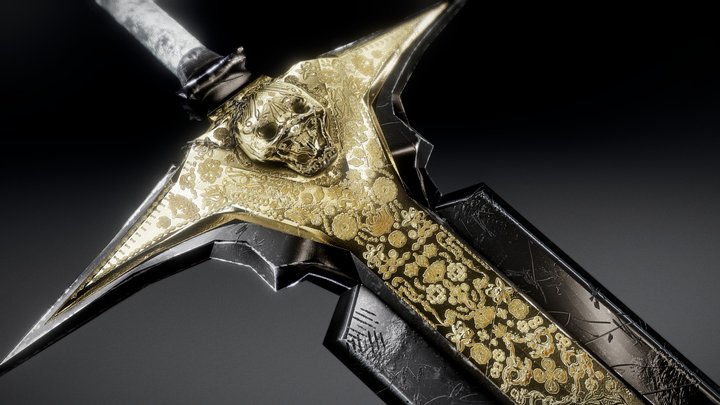 FREE | Gold Skull Glory Sword (Game-Ready)