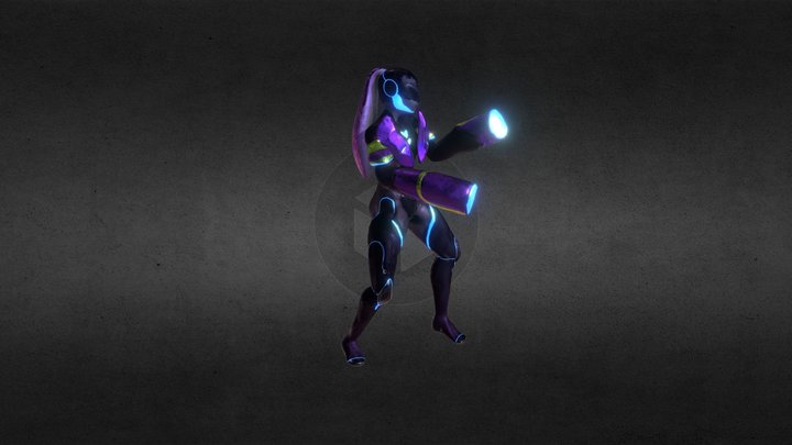 R4 Mecha character - Player 1 animations 3D Model