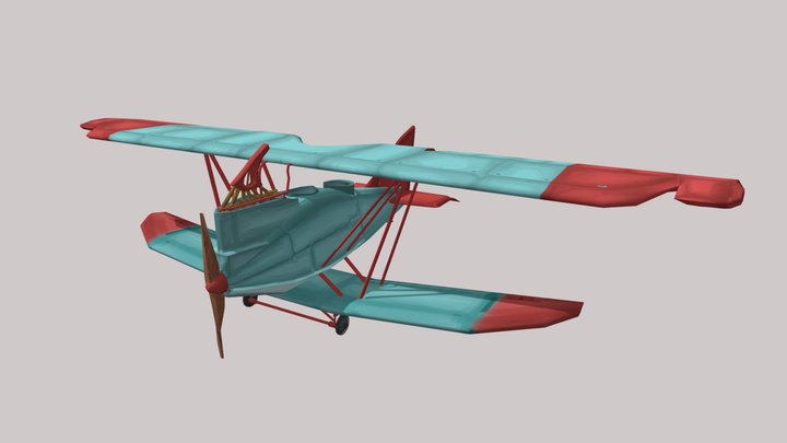stylized ww 1 plane 3D Model