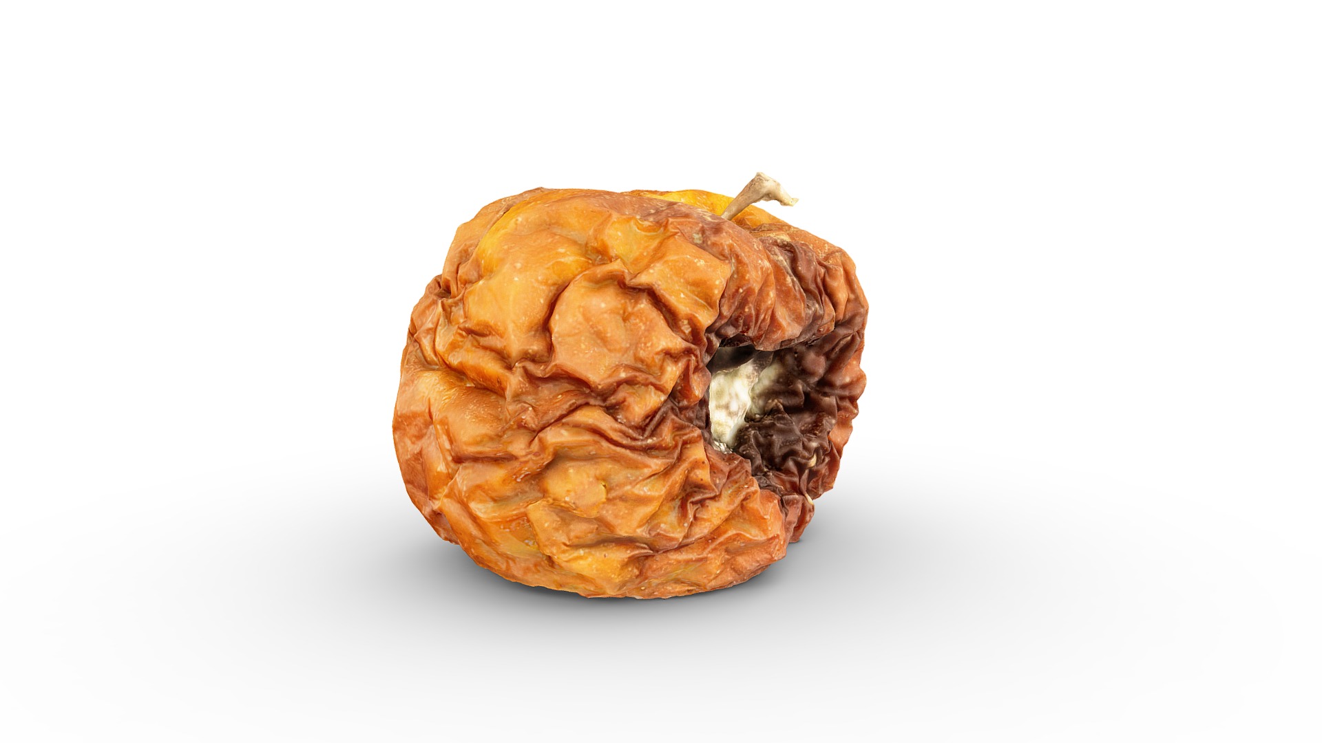 3D model Rotten apple #1 - This is a 3D model of the Rotten apple #1. The 3D model is about a brown and white fruit.