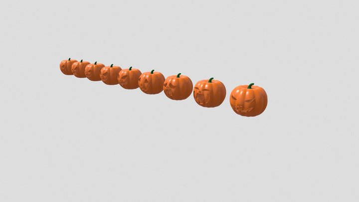 9 Halloween Pumpkins 3D Model