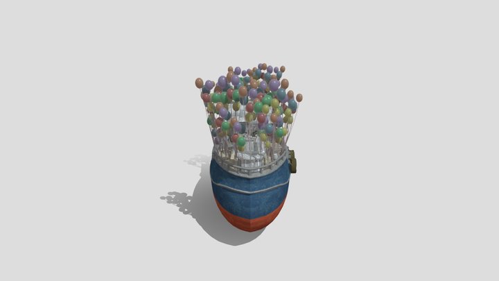 Ship with baloon - Poupelle of the Chimney Town 3D Model
