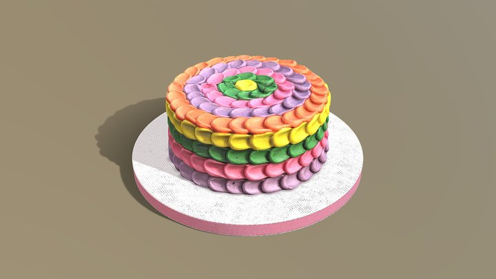 Rainbow Buttercream Cake 3D Model