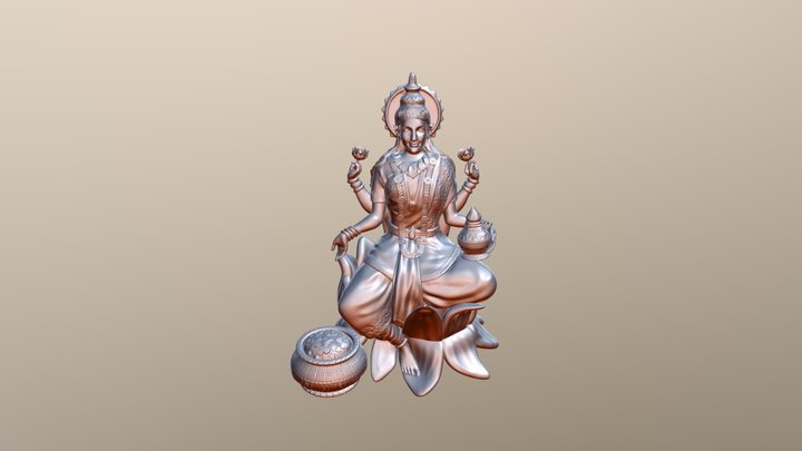 Goddess Laxmi with Wealth 3D Model