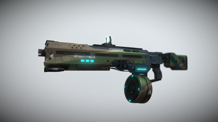 Sci-Fi Gun (Line camouflage skin) 3D Model