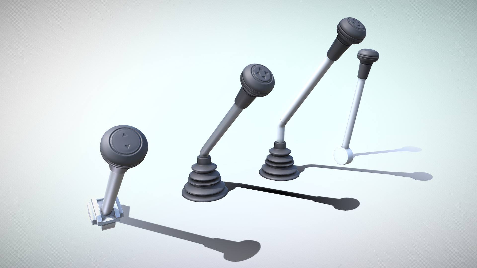 3D model Control Levers (Low-Poly) - This is a 3D model of the Control Levers (Low-Poly). The 3D model is about a close-up of a set of black and silver microphones.
