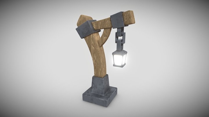 Stylized Medieval Streetlight 3D Model